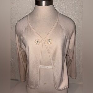 Ann Taylor Cream Cardigan with Floral Accents